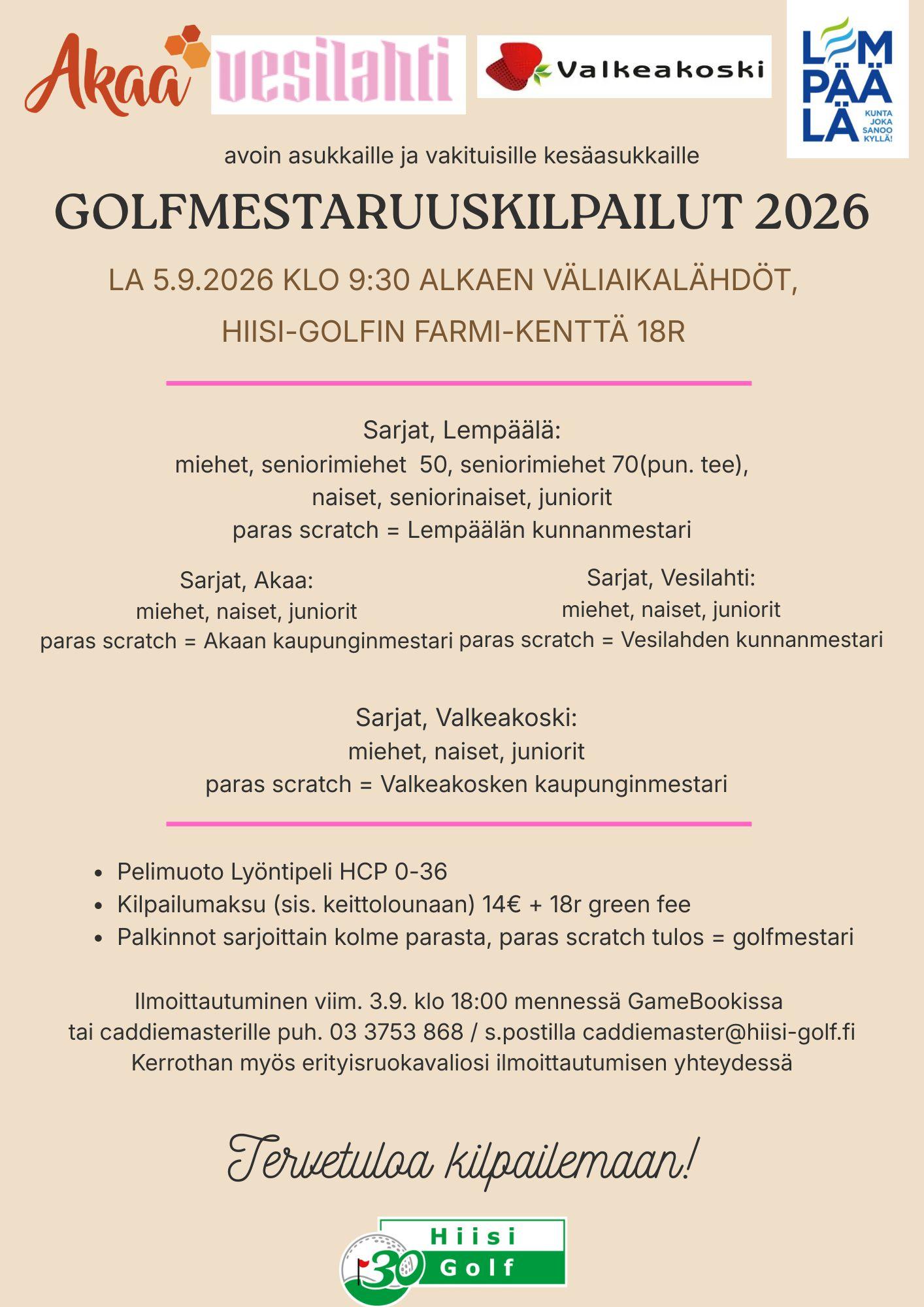 Golfmestaruuskilpailuiden esite